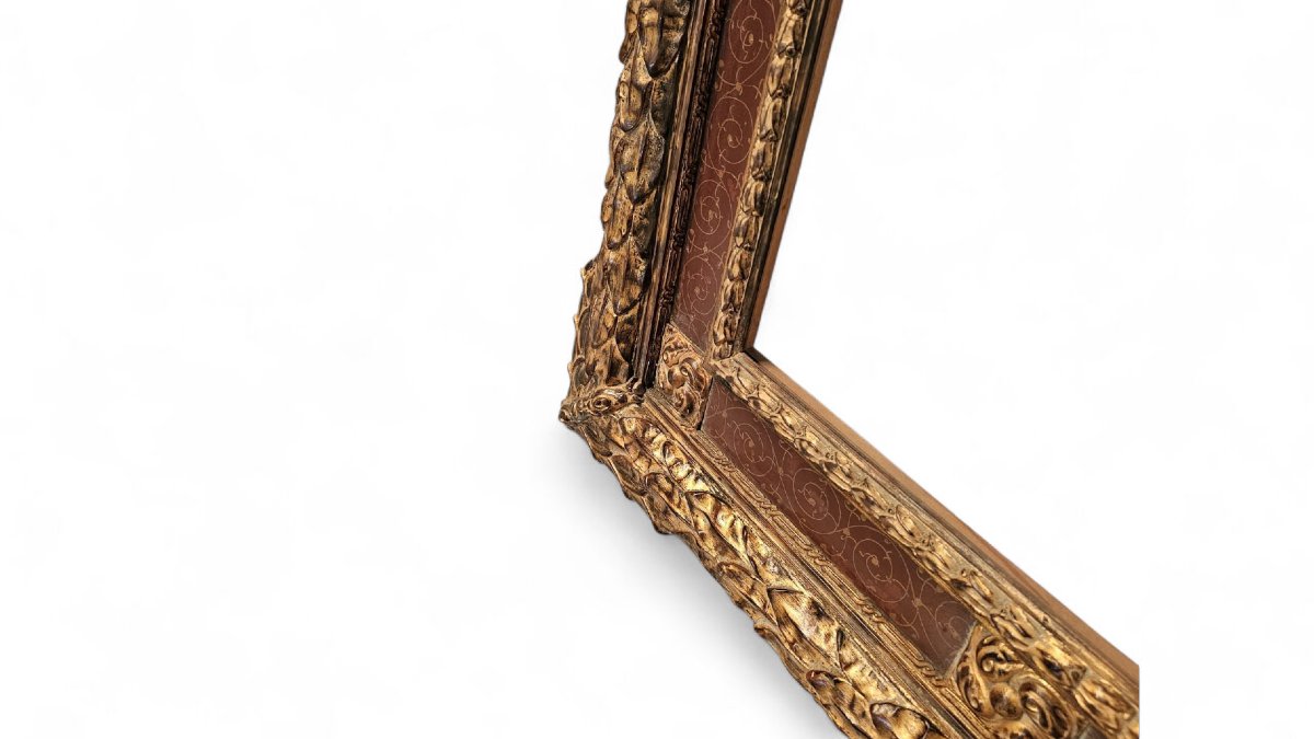 Pair Of 19th-century Renaissance-style Frames – Carved And Painted Wood-photo-5