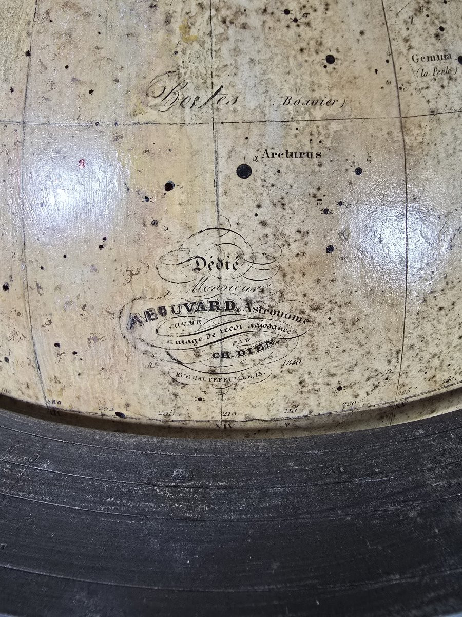Globe céleste du XIXe siècle par Charles Dien, signé et dédié à M. A. Bouvard-photo-2