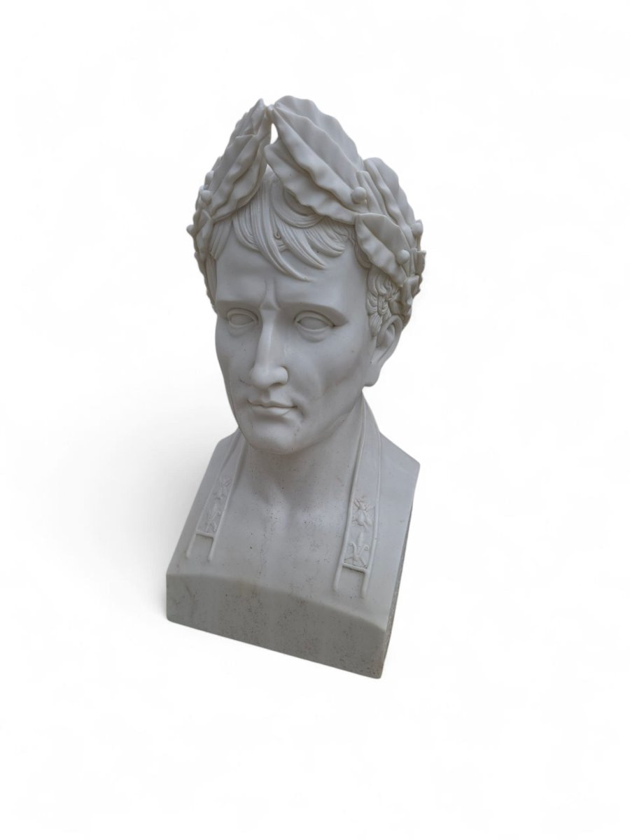 Hand-carved Italian Marble Bust Of Napoleon Bonaparte, 20th Century-photo-3