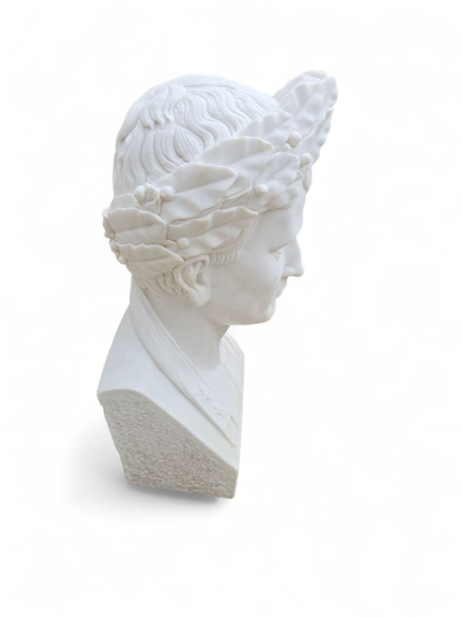 Hand-carved Italian Marble Bust Of Napoleon Bonaparte, 20th Century-photo-4