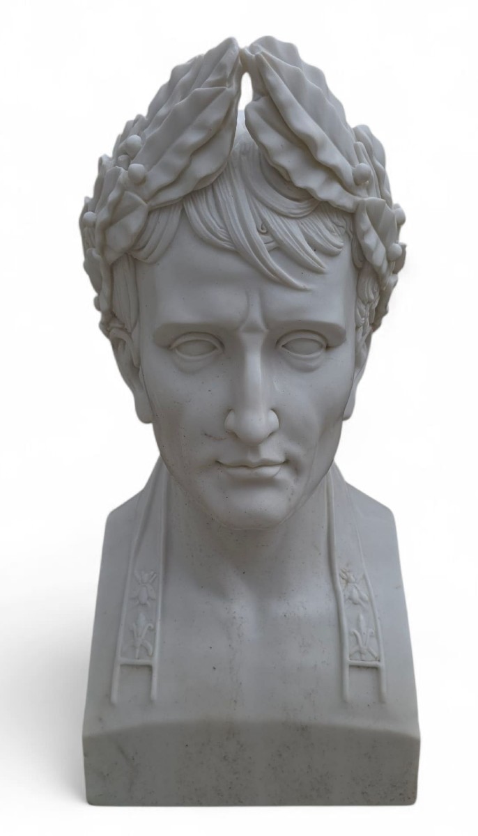Hand-carved Italian Marble Bust Of Napoleon Bonaparte, 20th Century