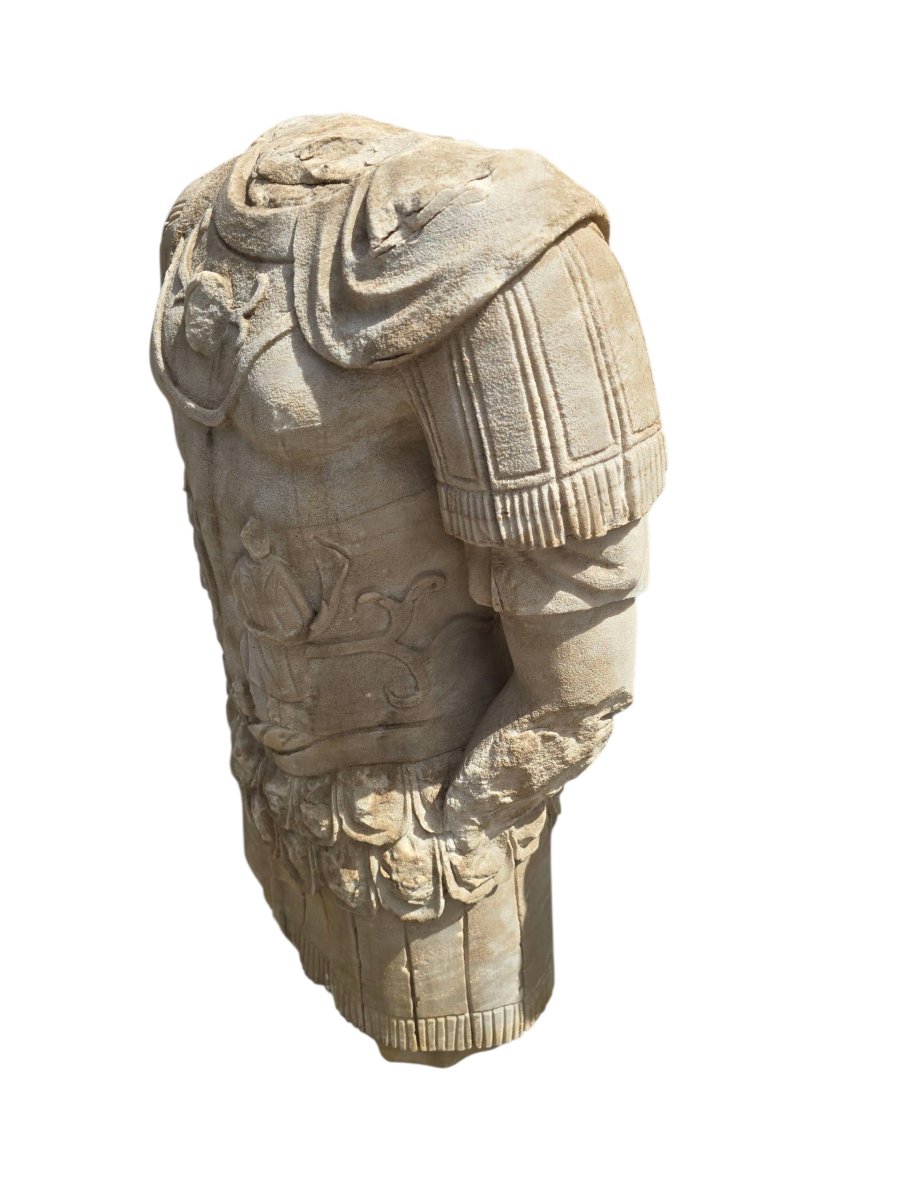 Antique Hand-carved Marble Sculpture Of A Roman Emperor, Early 1900s-photo-1