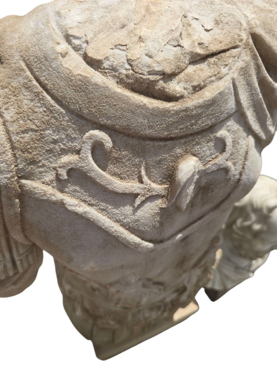 Antique Hand-carved Marble Sculpture Of A Roman Emperor, Early 1900s-photo-4
