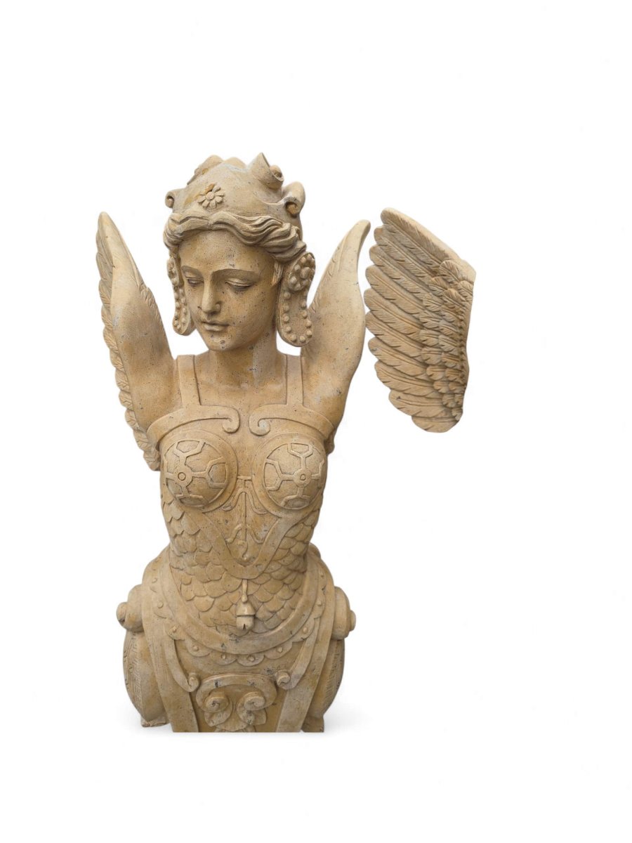 Pair Of Hand-carved Italian Marble Winged Allegorical Figures-photo-4