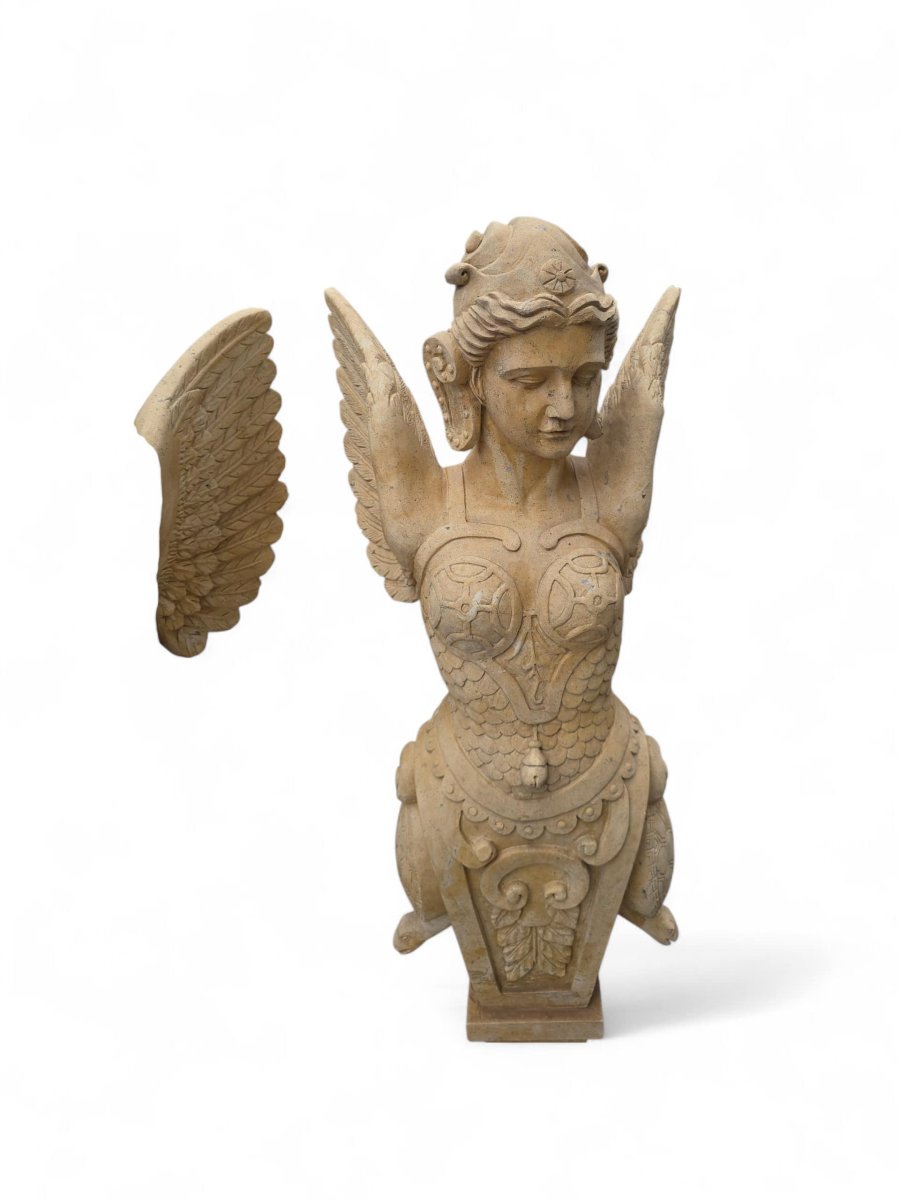 Pair Of Hand-carved Italian Marble Winged Allegorical Figures-photo-1