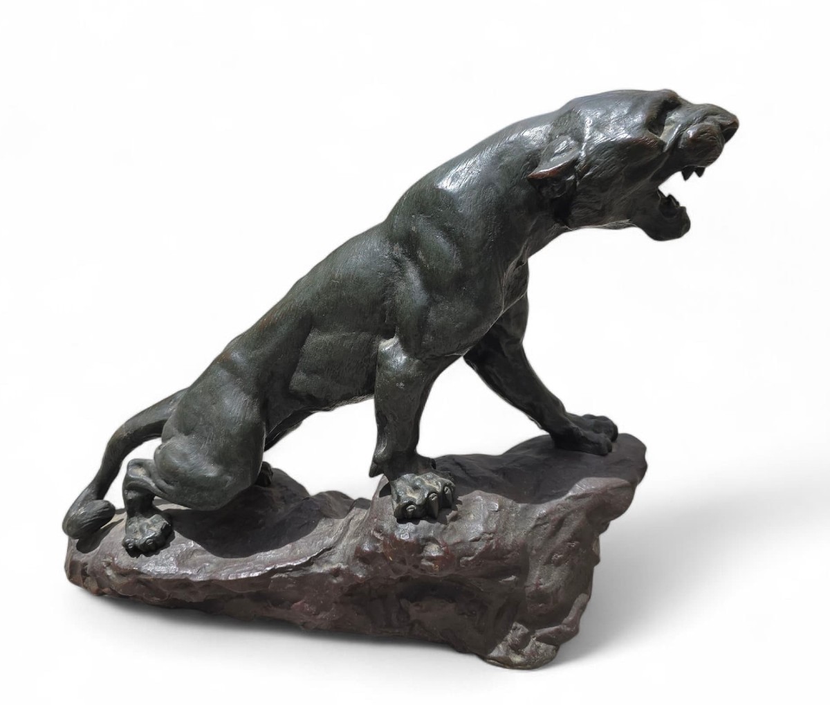 Antique Patinated Bronze Sculpture “panther” By Thomas Cartier (1879–1943)