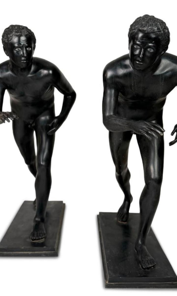Paire de coureurs en bronze de Pompéi, d'après les originaux du Ier siècle avant J.-C.-photo-3
