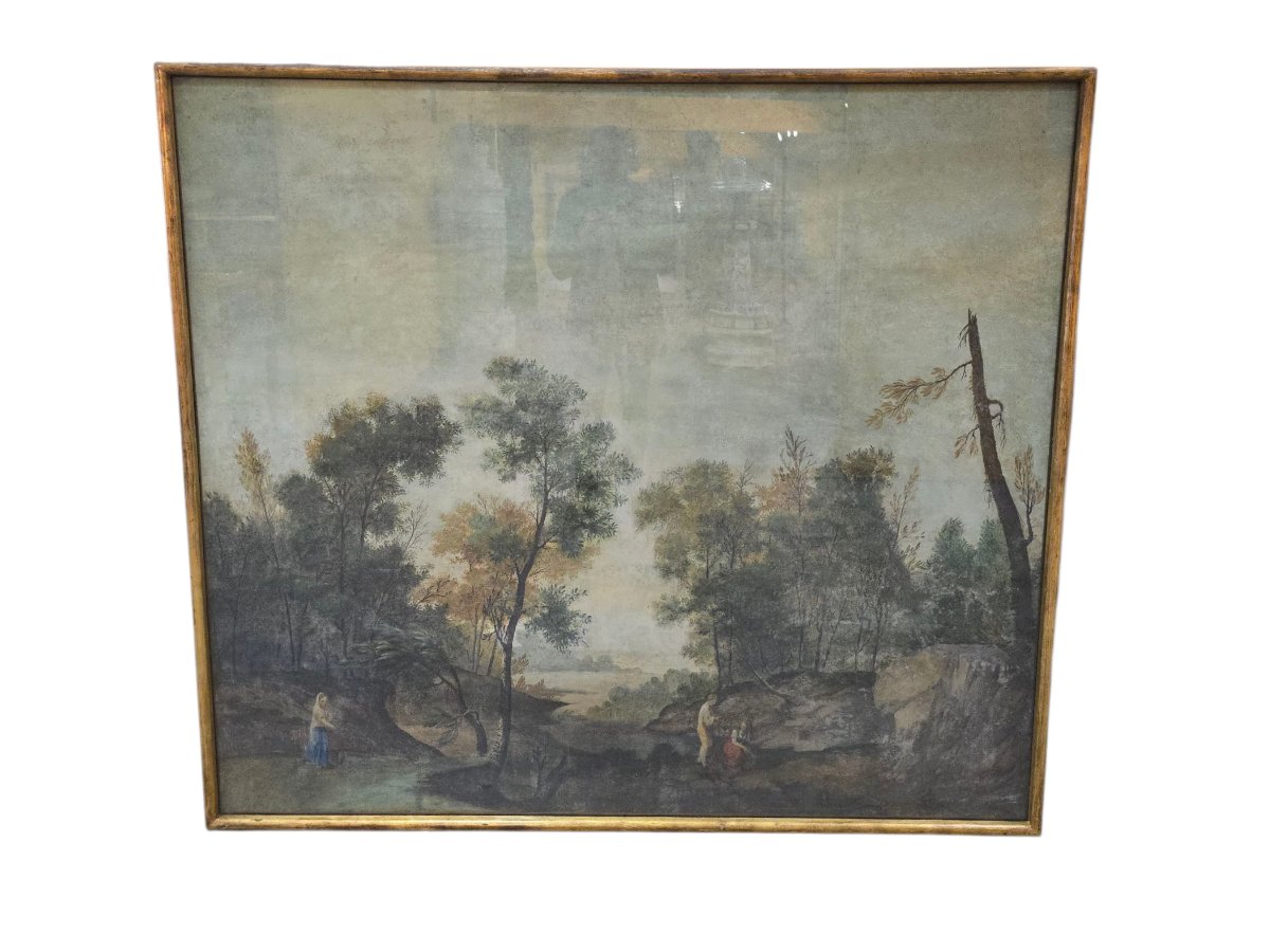 19th Century Italian Oil On Canvas – Pastoral Scene-photo-3