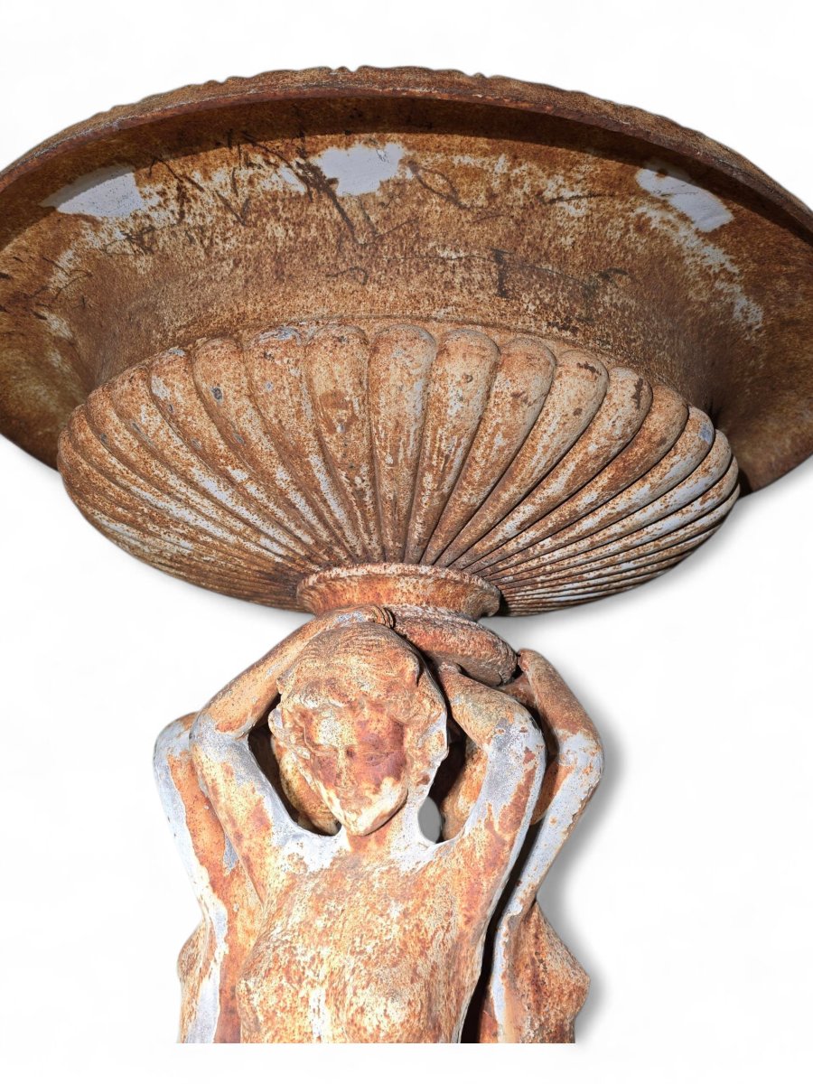 French Cast Iron Garden Fountain Depicting The Three Graces-photo-3