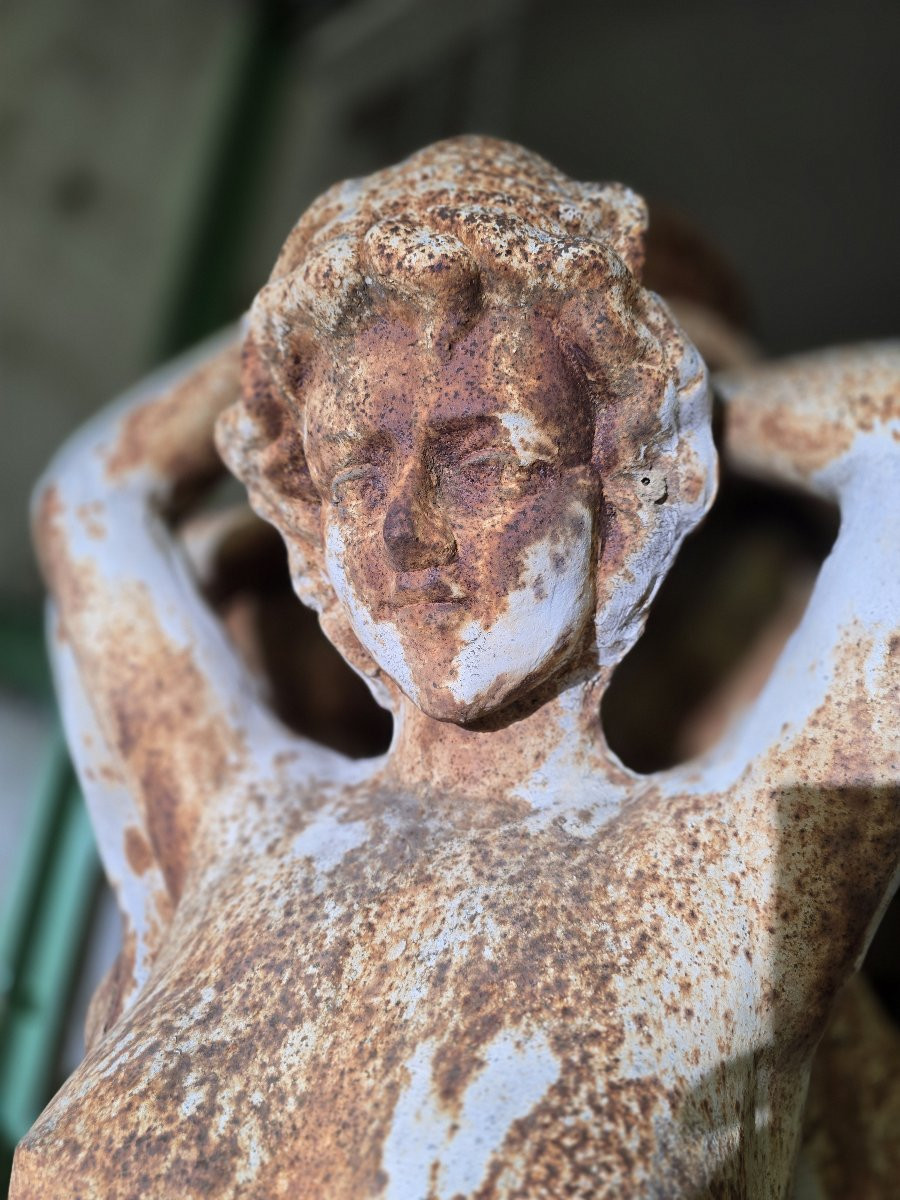 French Cast Iron Garden Fountain Depicting The Three Graces-photo-2