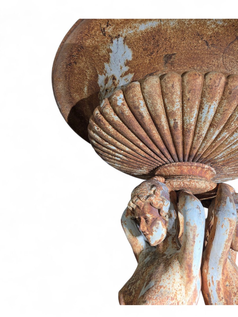 French Cast Iron Garden Fountain Depicting The Three Graces-photo-6