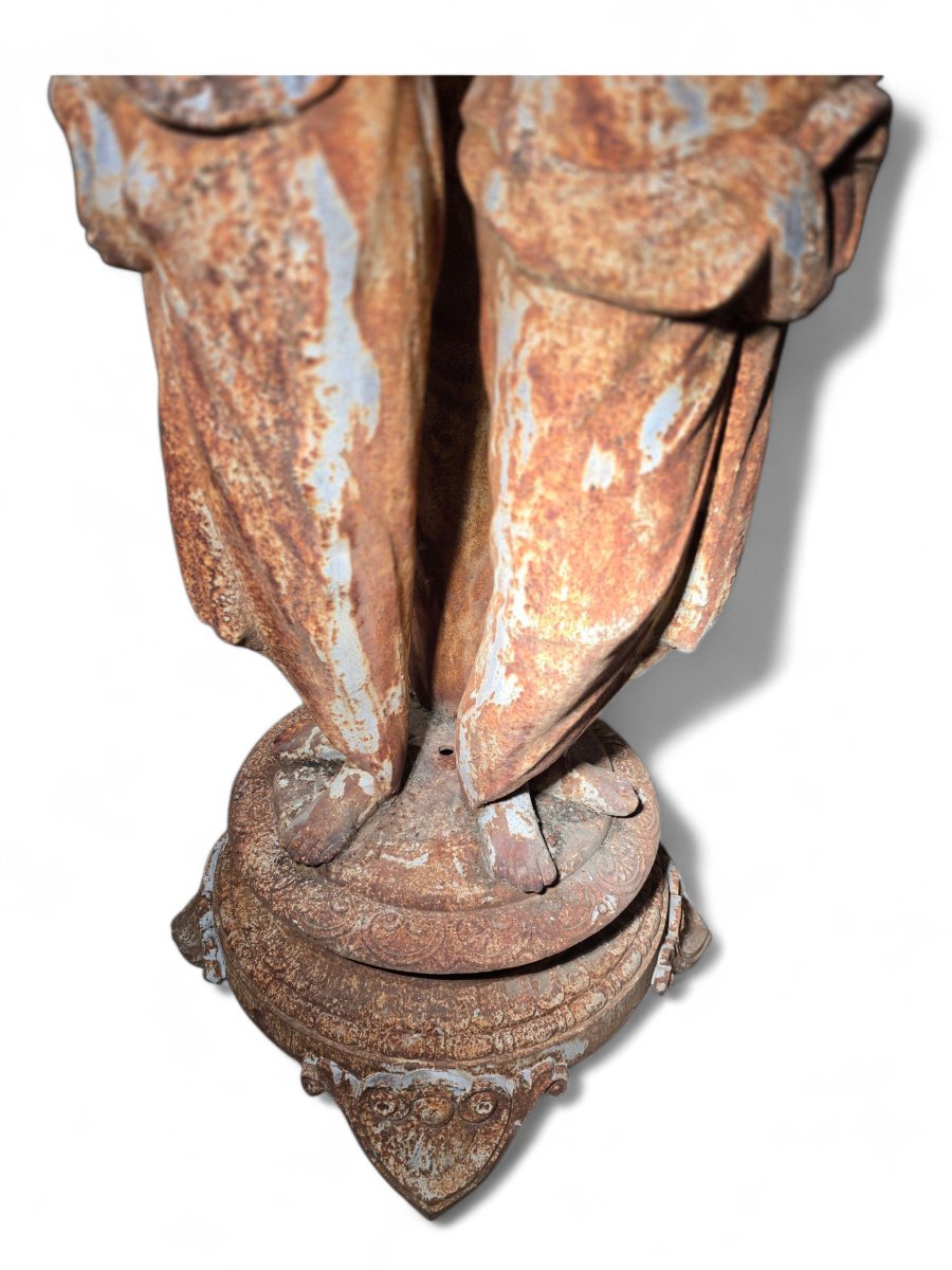 French Cast Iron Garden Fountain Depicting The Three Graces-photo-7