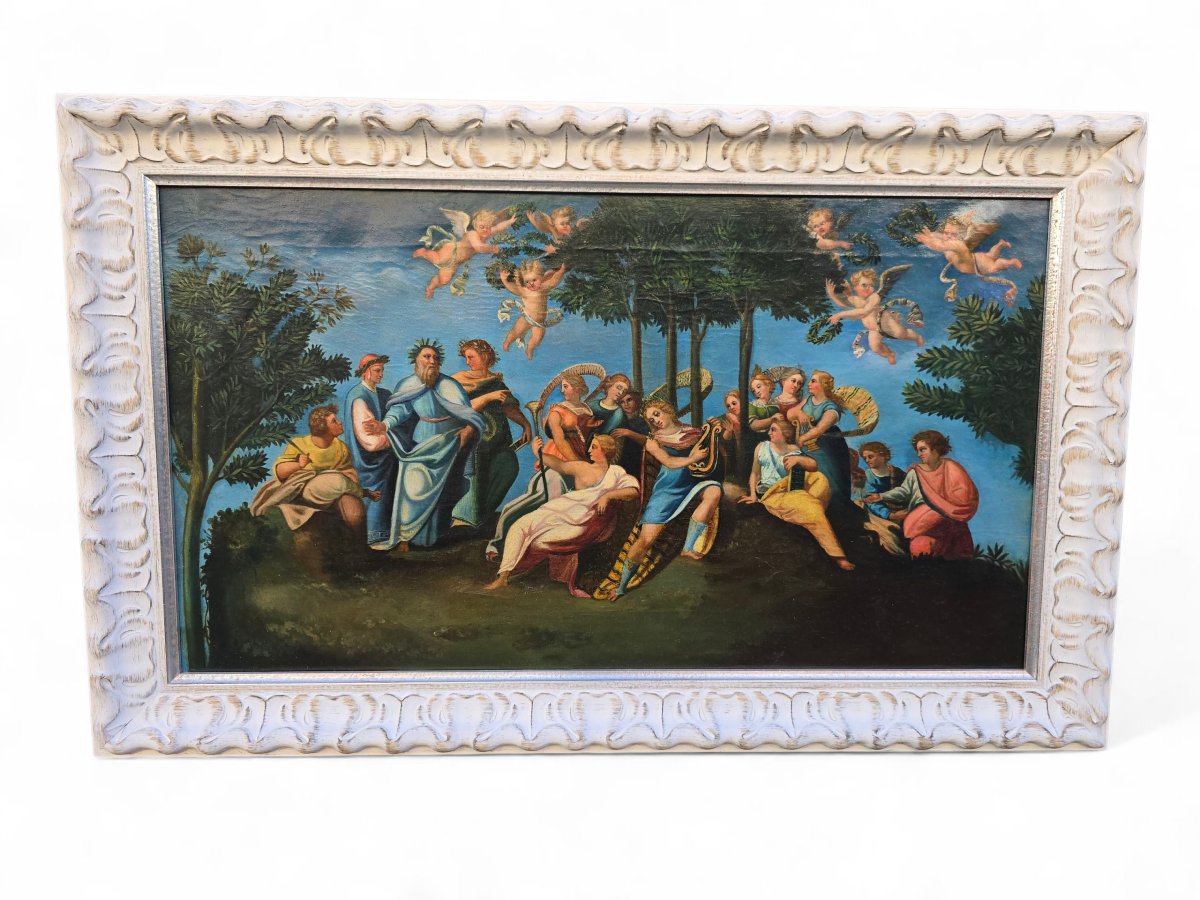 19th-century Oil On Canvas Depicting A Scene Of Classical Greek Bacchanalia-photo-3