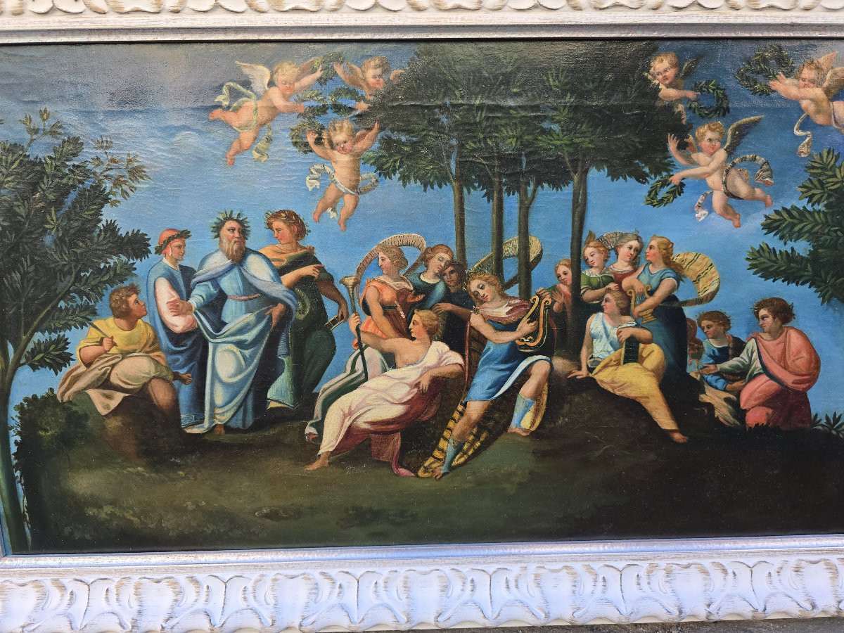 19th-century Oil On Canvas Depicting A Scene Of Classical Greek Bacchanalia-photo-1