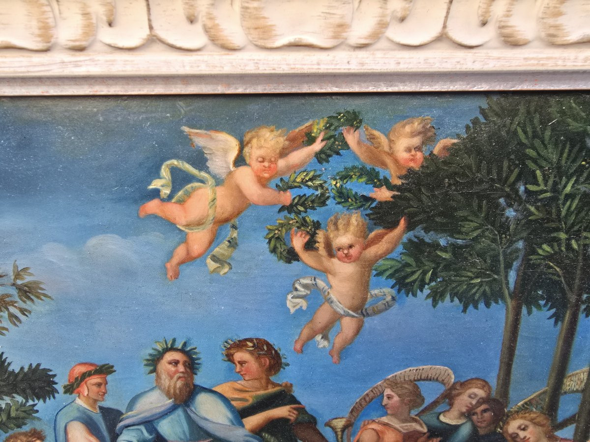 19th-century Oil On Canvas Depicting A Scene Of Classical Greek Bacchanalia-photo-2