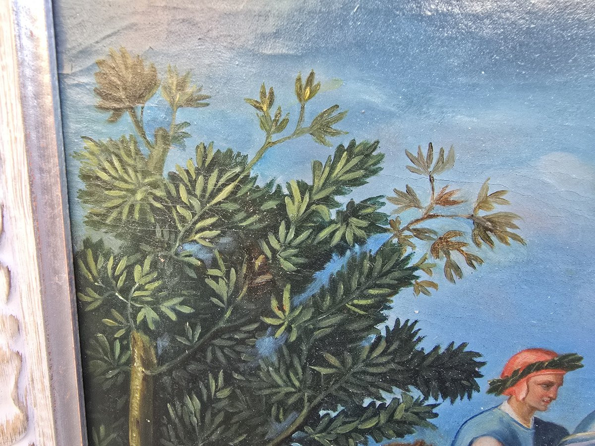 19th-century Oil On Canvas Depicting A Scene Of Classical Greek Bacchanalia-photo-4