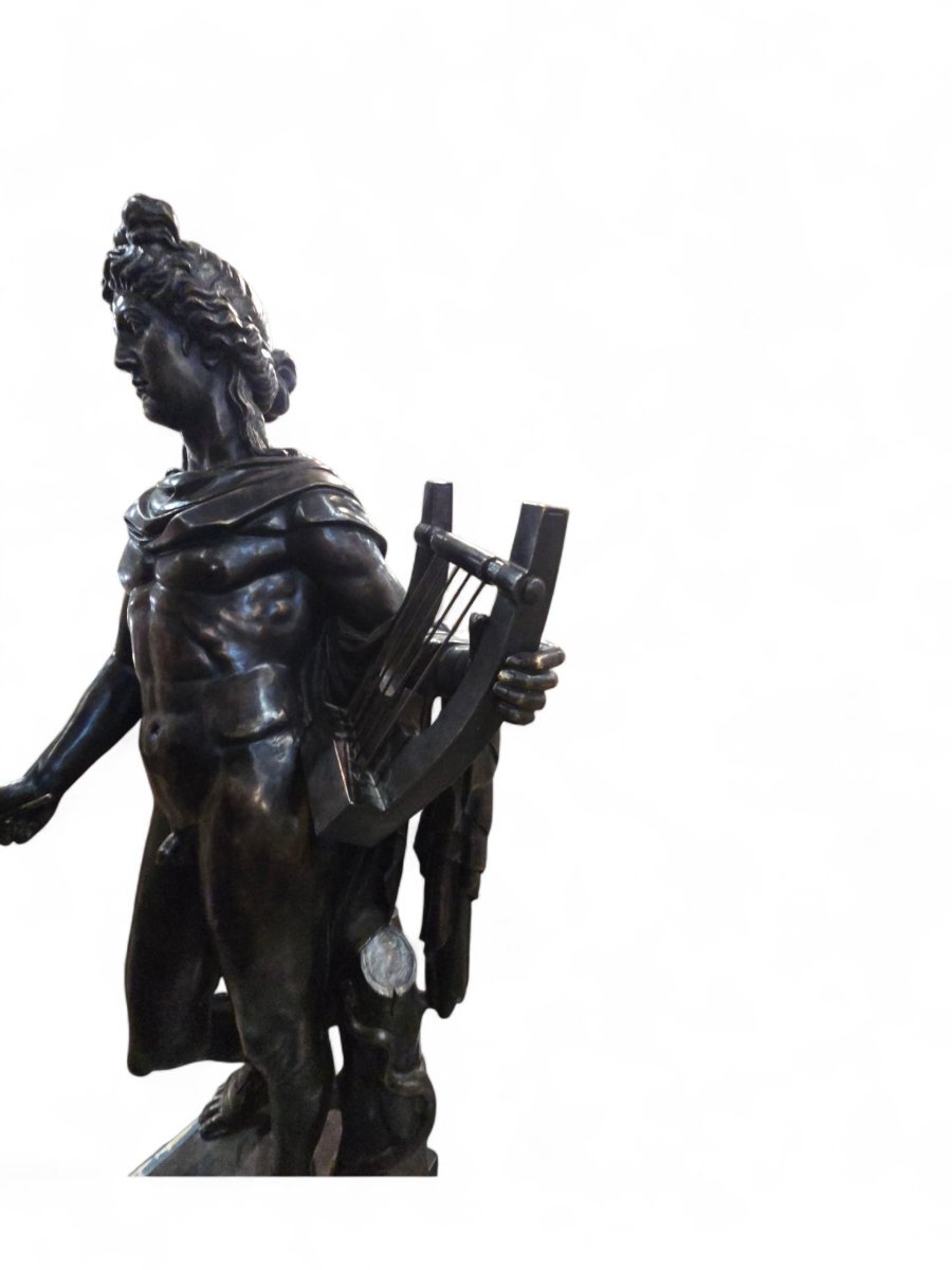 Large Italian Bronze Sculpture From The Mid-20th Century Depicting Apollo With A Lyre-photo-3