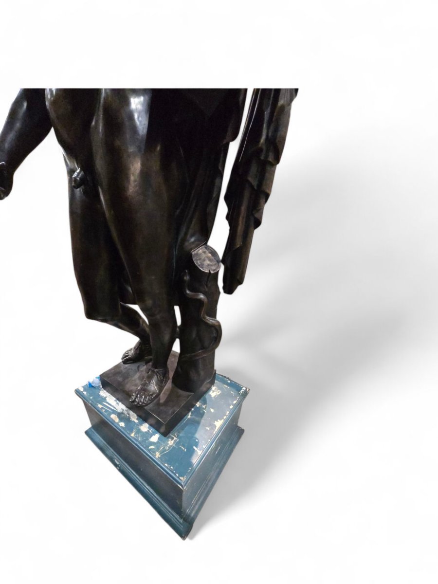 Large Italian Bronze Sculpture From The Mid-20th Century Depicting Apollo With A Lyre-photo-4