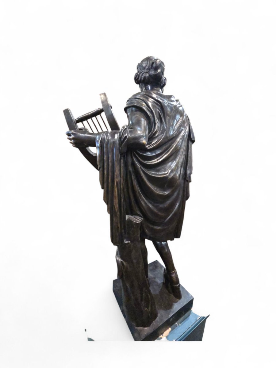 Large Italian Bronze Sculpture From The Mid-20th Century Depicting Apollo With A Lyre-photo-4