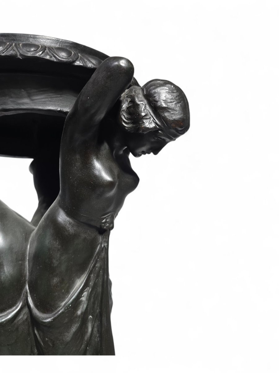 Socle en terre cuite du XIXe siècle, peint en noir-photo-2