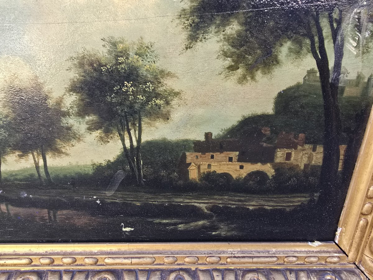 Paire de tableaux à l'huile sur panneau, École française du XIXe siècle-photo-3