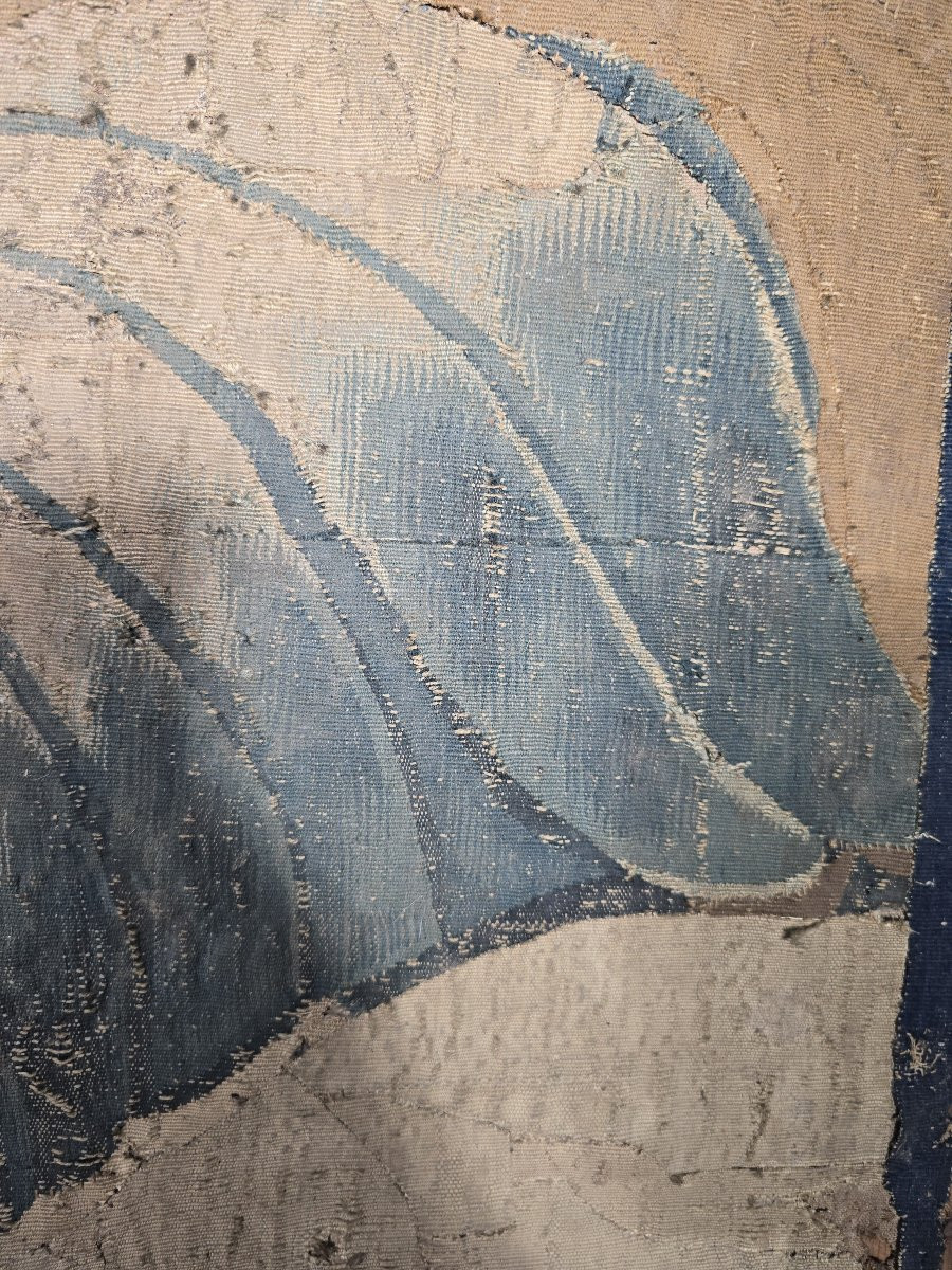 Fragment Of A 17th-century Tapestry Depicting The Bust Of An Emperor — Signed Franchois Va-photo-4