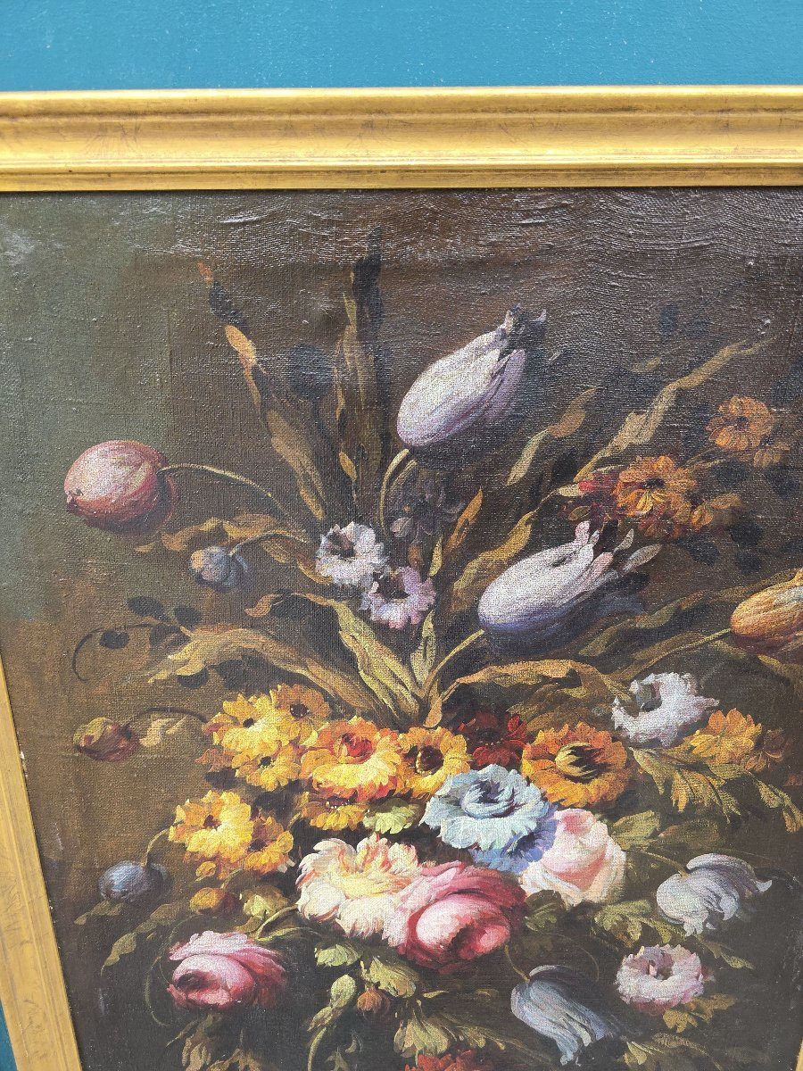 Pair Of Floral Oil Paintings On Canvas, Signed J. Palomar And Dated 1964, Seville.-photo-2