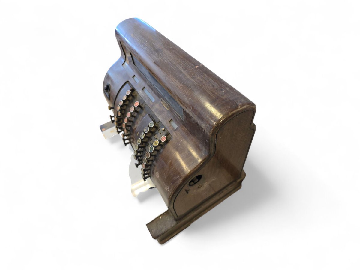 "national" Cash Register In Red-painted Brass, Mid-20th Century-photo-6