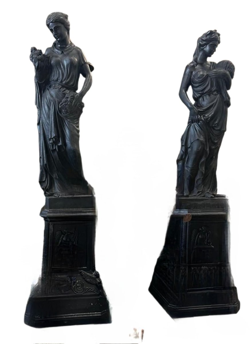 Set Of Four Large Cast Iron Sculptures Representing The Four Seasons — Italy, Years-photo-3