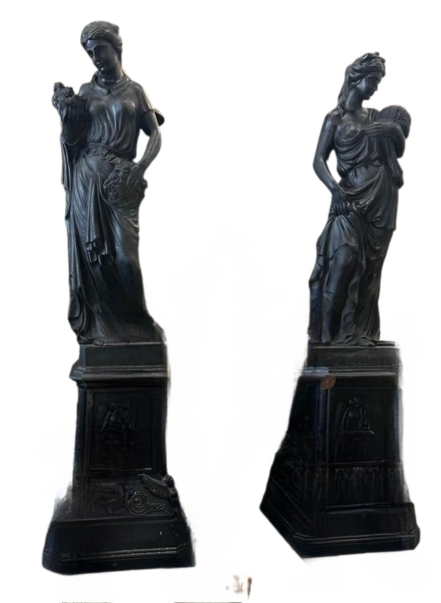 Set Of Four Large Cast Iron Sculptures Representing The Four Seasons — Italy, Years