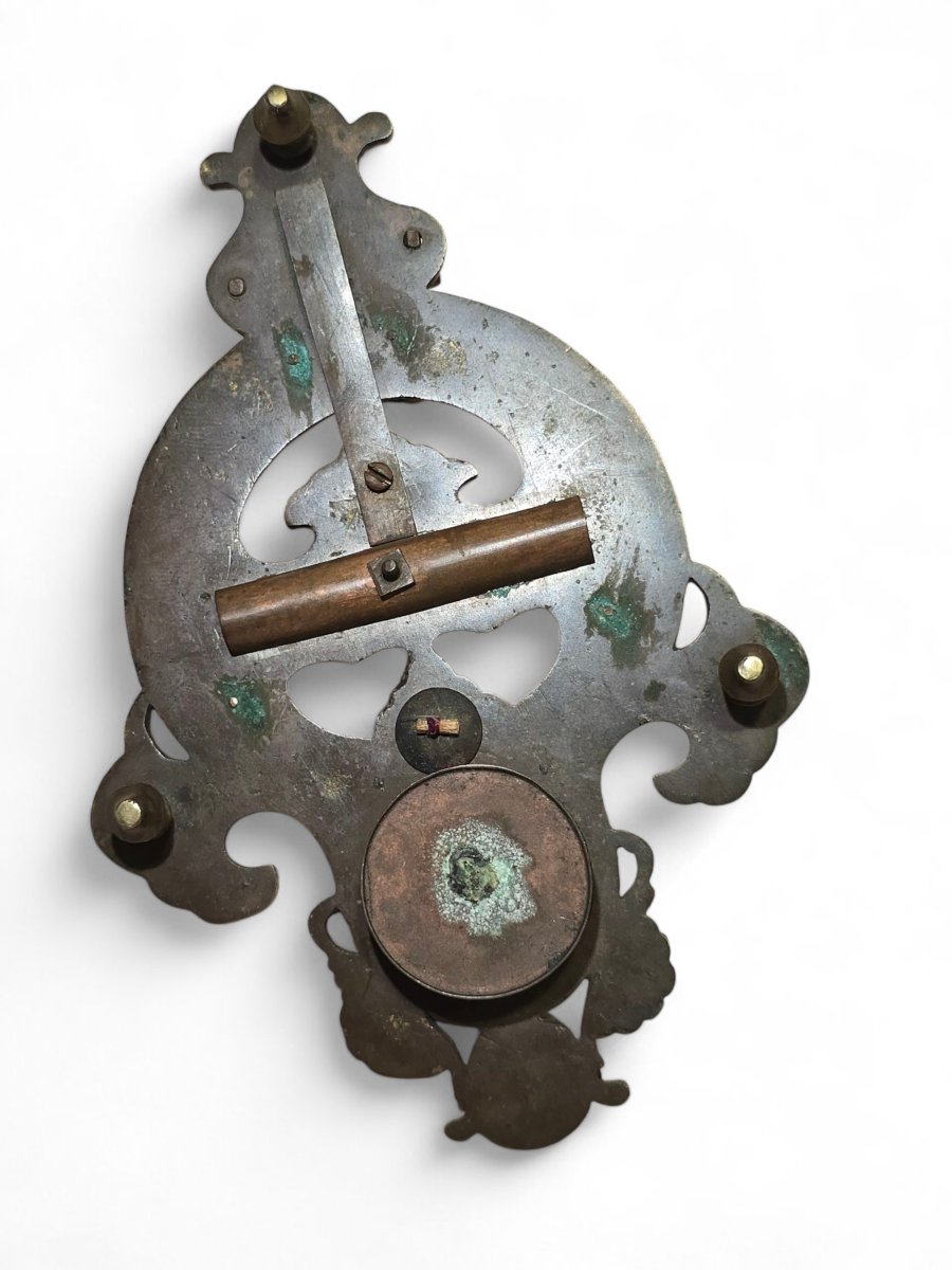 Cadran solaire portatif chinois du XIXe siècle en bronze gravé et émaillé-photo-6