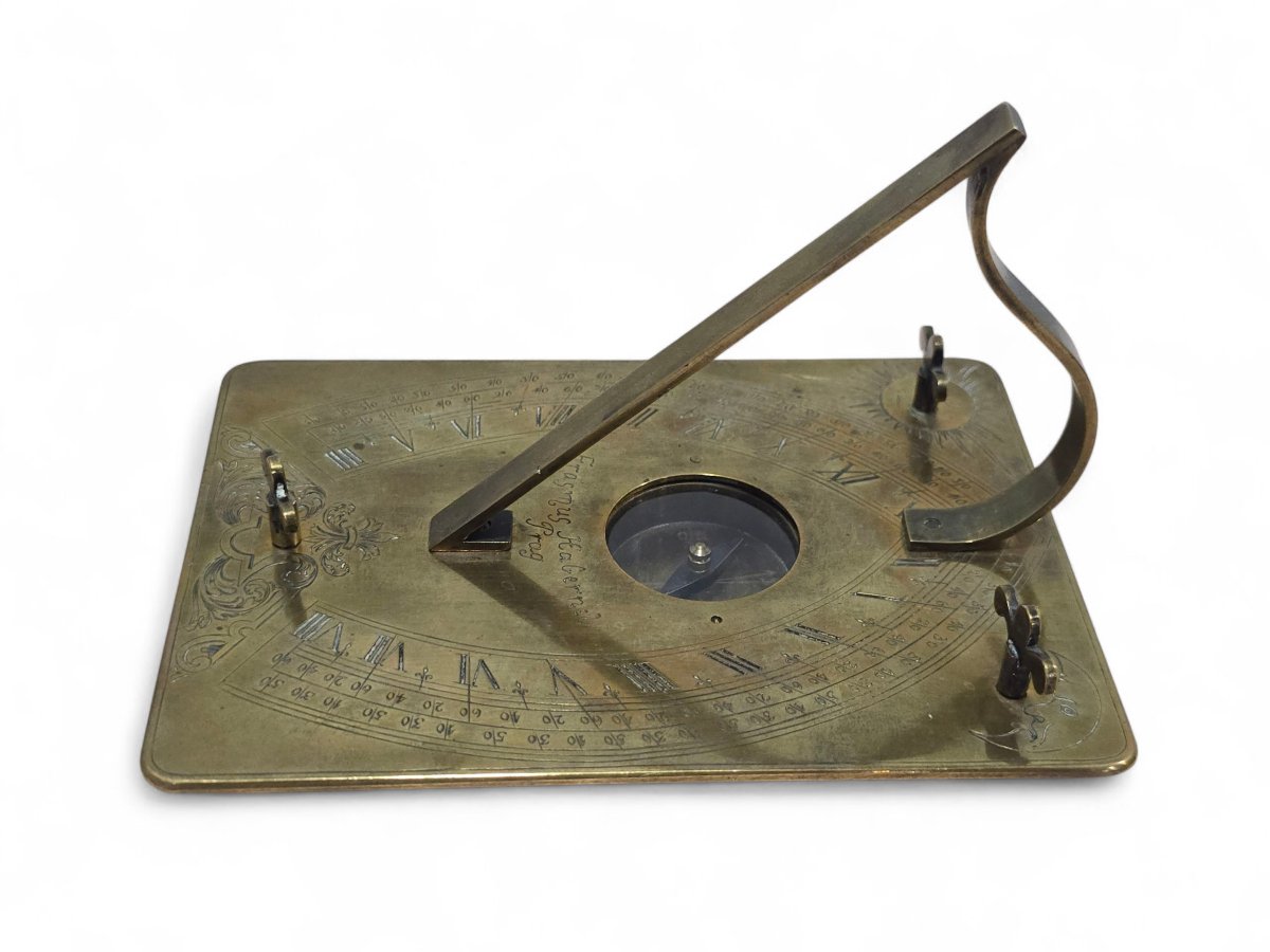 Cadran solaire horizontal en bronze du XIXe siècle, d'après Erasmus Habermel-photo-3