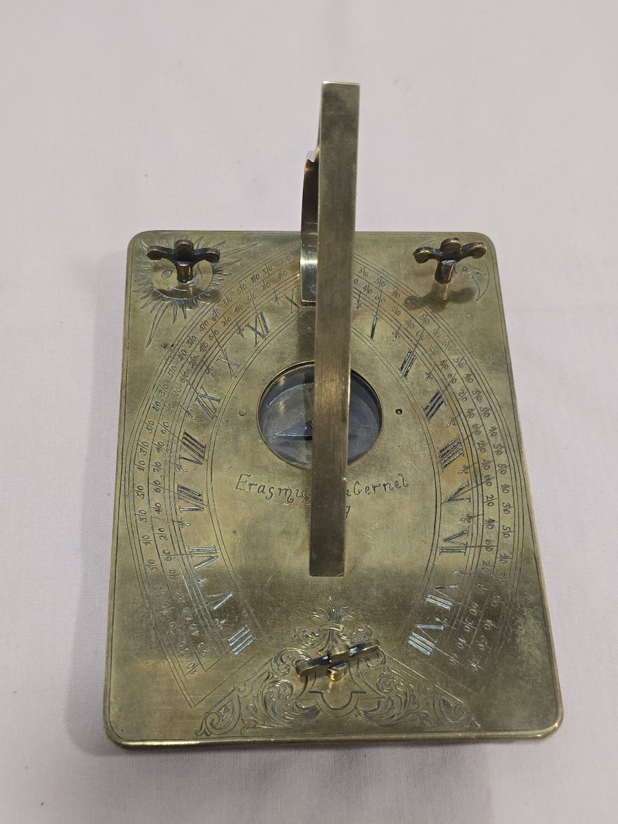 Cadran solaire horizontal en bronze du XIXe siècle, d'après Erasmus Habermel-photo-1
