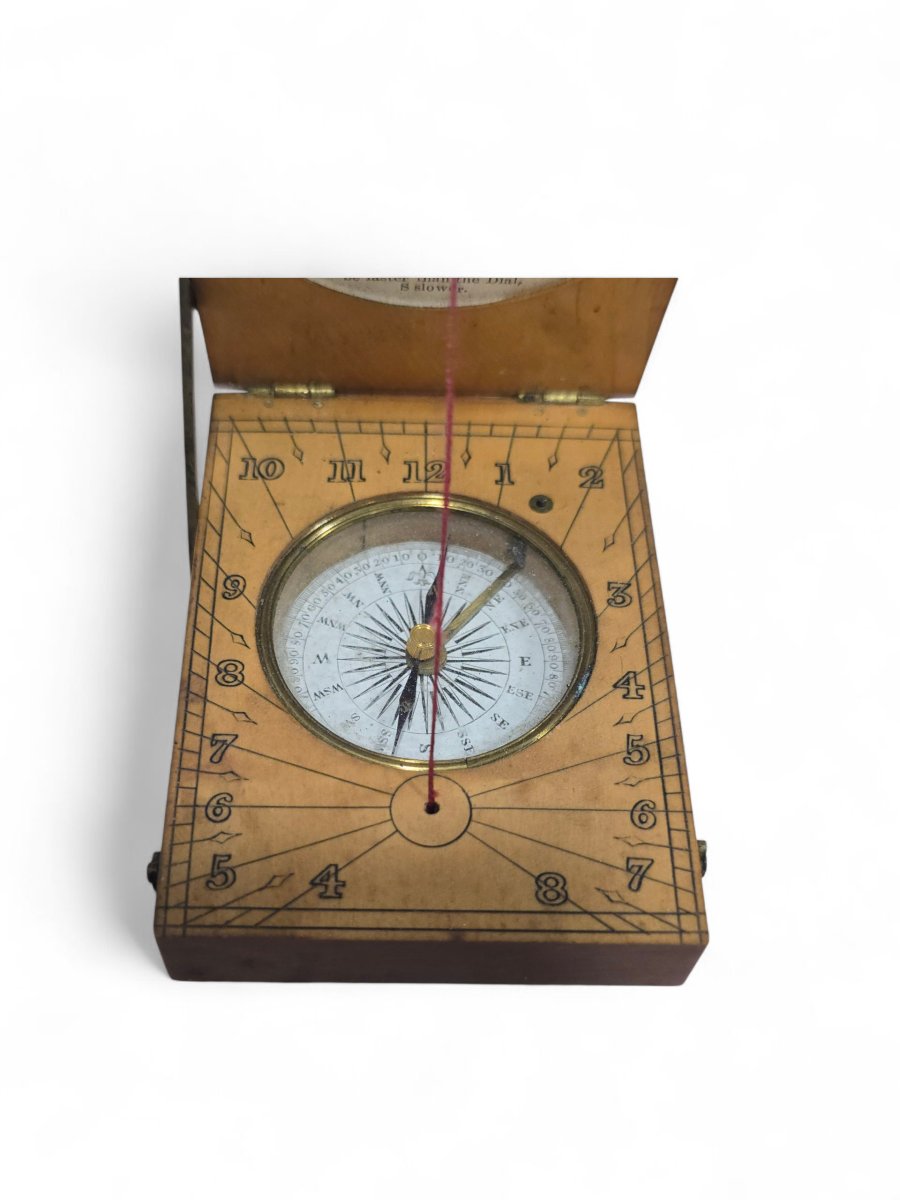 19th Century Portable Wooden Sundial-photo-2