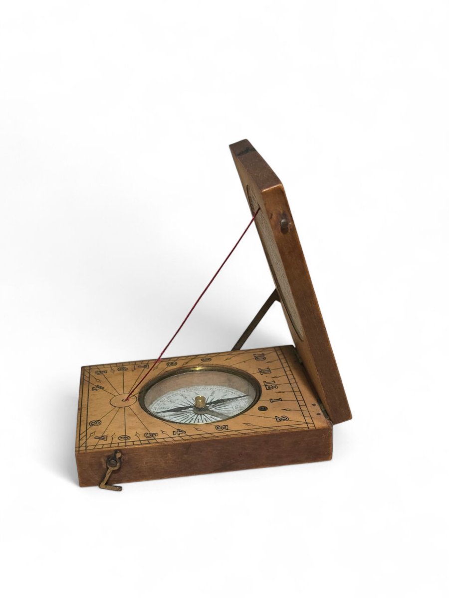 19th Century Portable Wooden Sundial-photo-4
