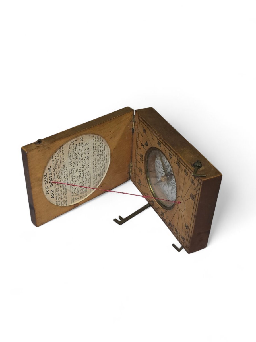 19th Century Portable Wooden Sundial-photo-3