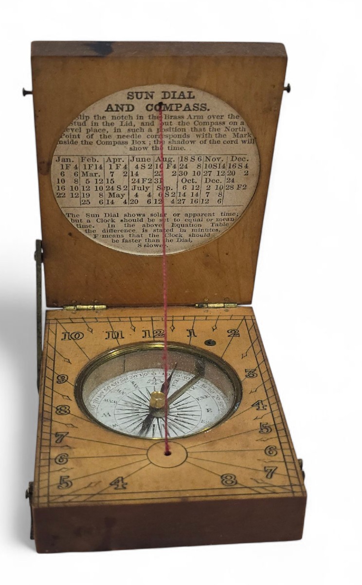 19th Century Portable Wooden Sundial