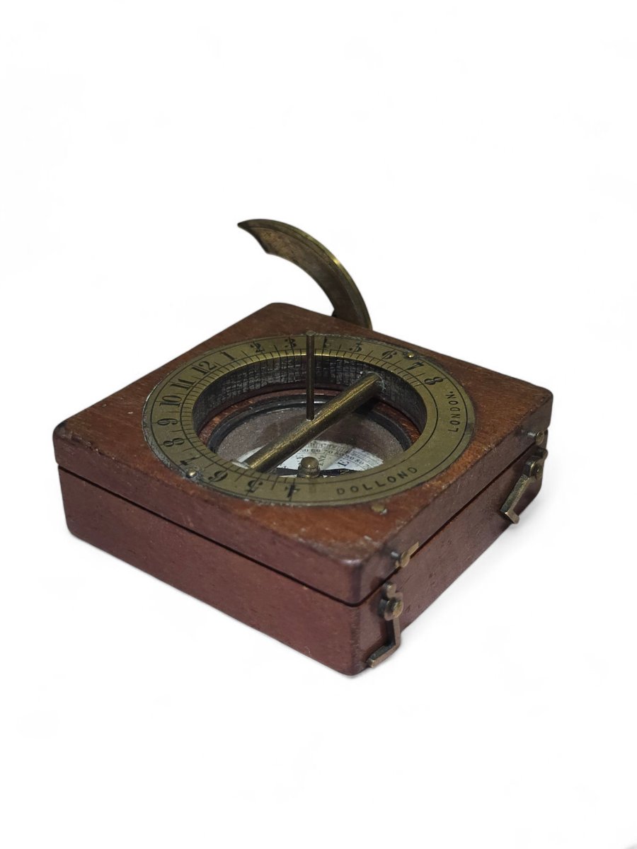 19th-century Portable Sundial Signed "dollond London" — Wood And Brass-photo-4