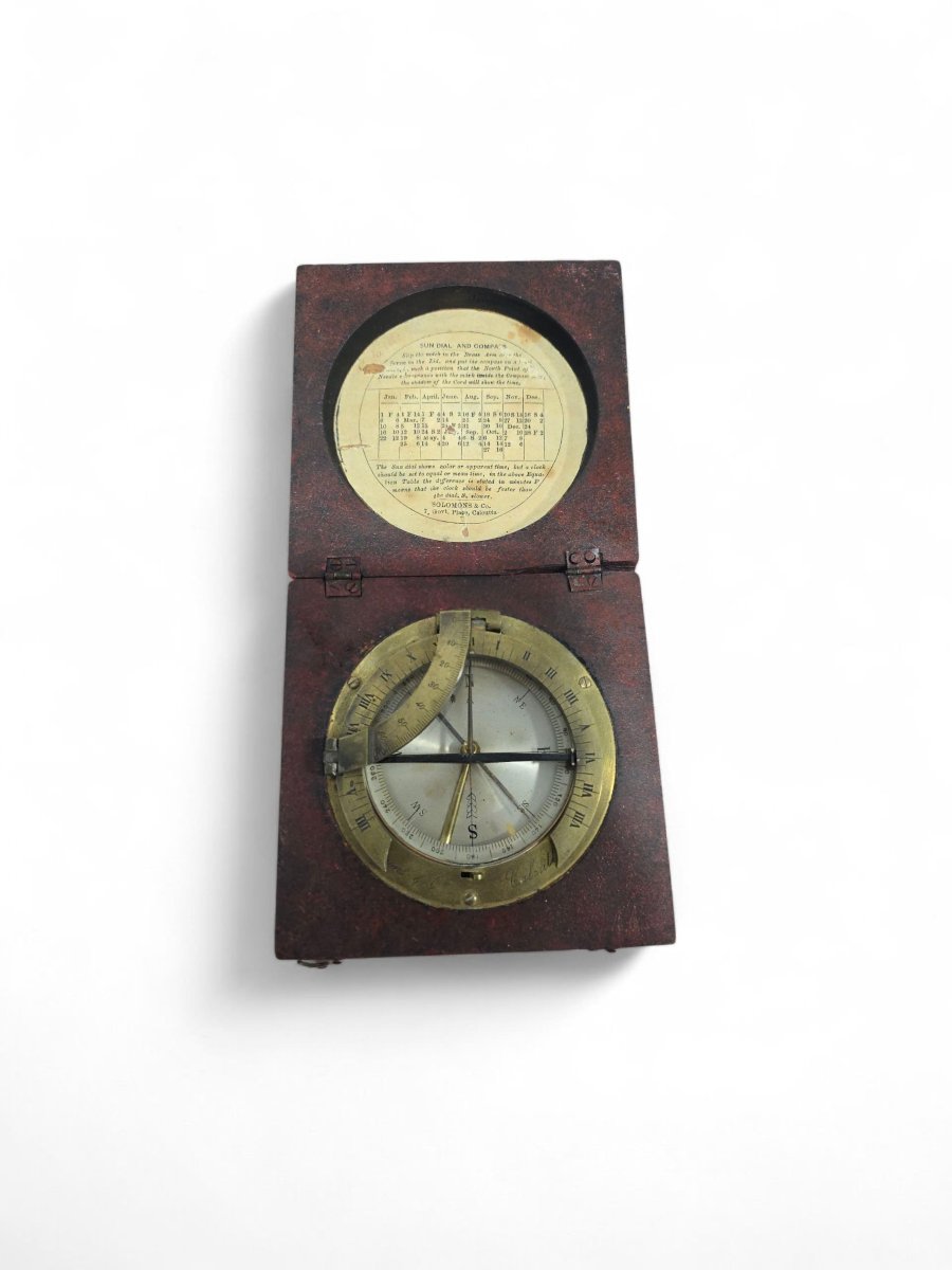  641 / 5.000 19th-century Portable Sundial In Its Wooden Case-photo-4