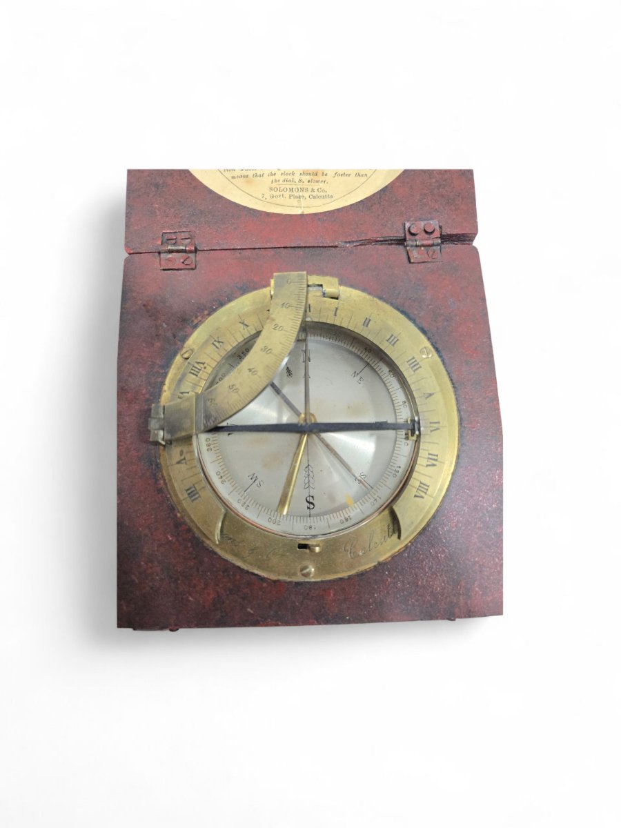  641 / 5.000 19th-century Portable Sundial In Its Wooden Case-photo-2