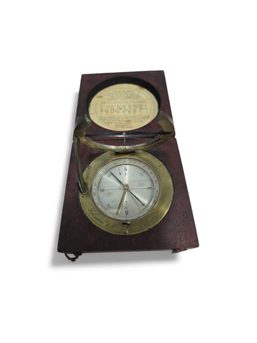  641 / 5.000 19th-century Portable Sundial In Its Wooden Case-photo-3