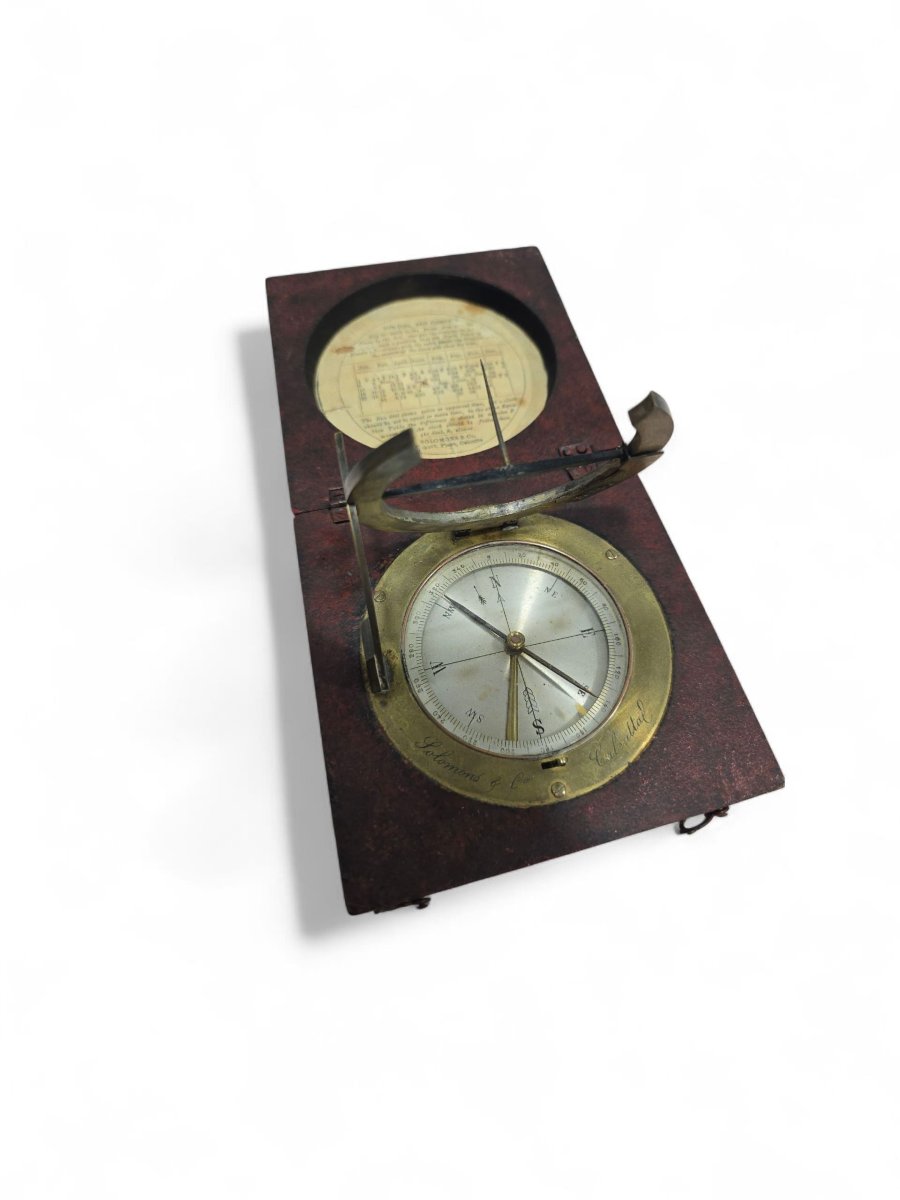  641 / 5.000 19th-century Portable Sundial In Its Wooden Case-photo-4