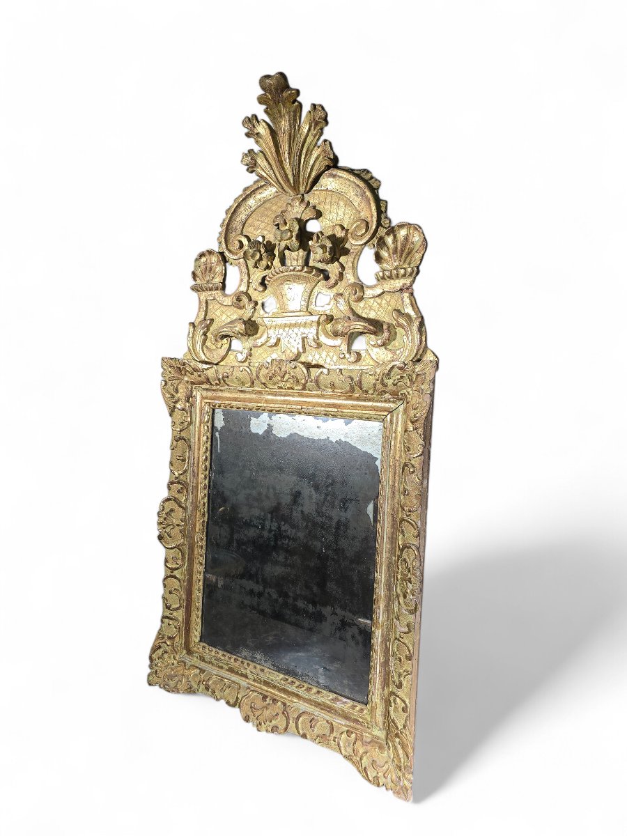 Miroir français du XVIIIe siècle en bois sculpté et doré-photo-5
