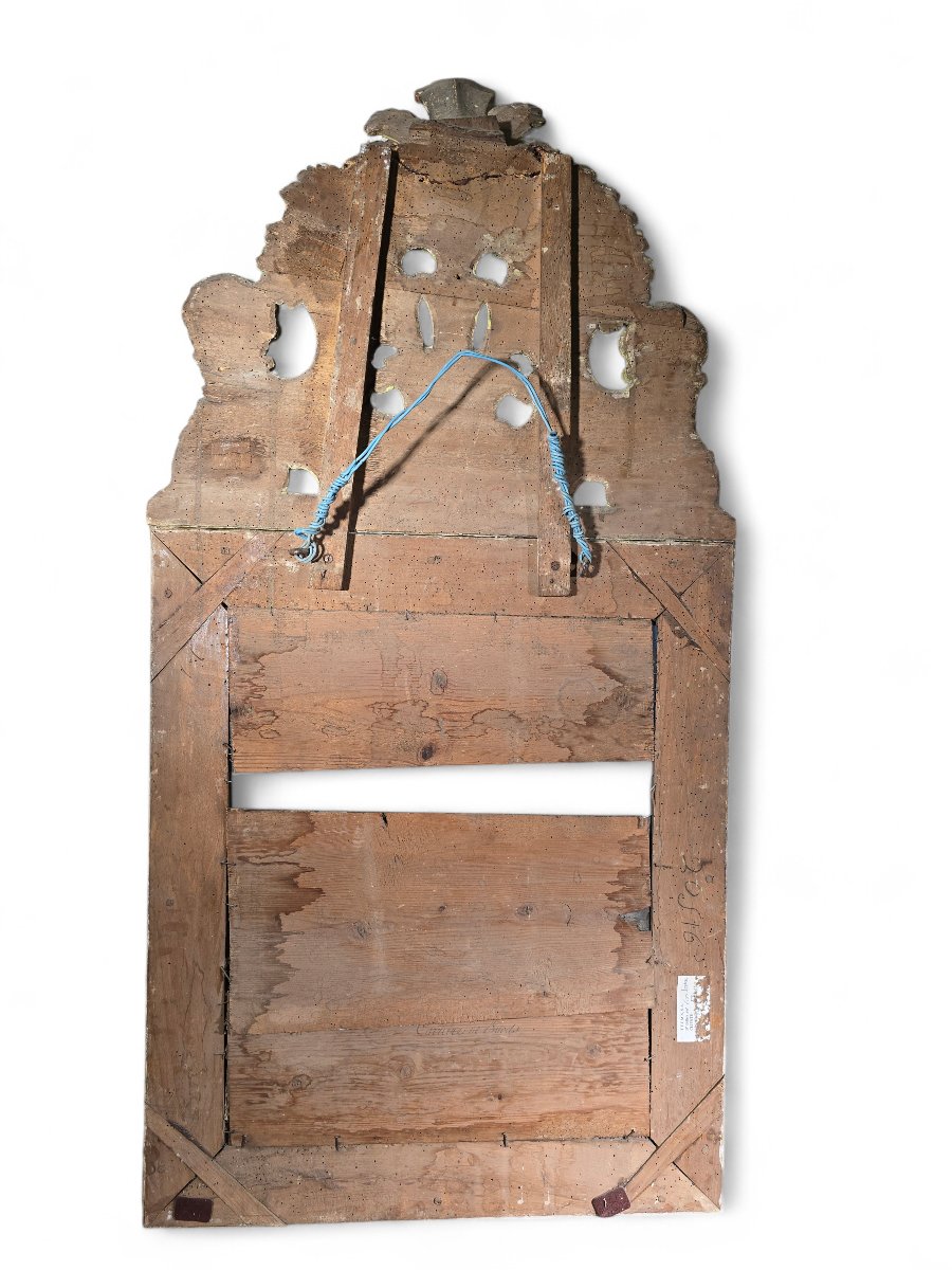 Miroir français du XVIIIe siècle en bois sculpté et doré-photo-6