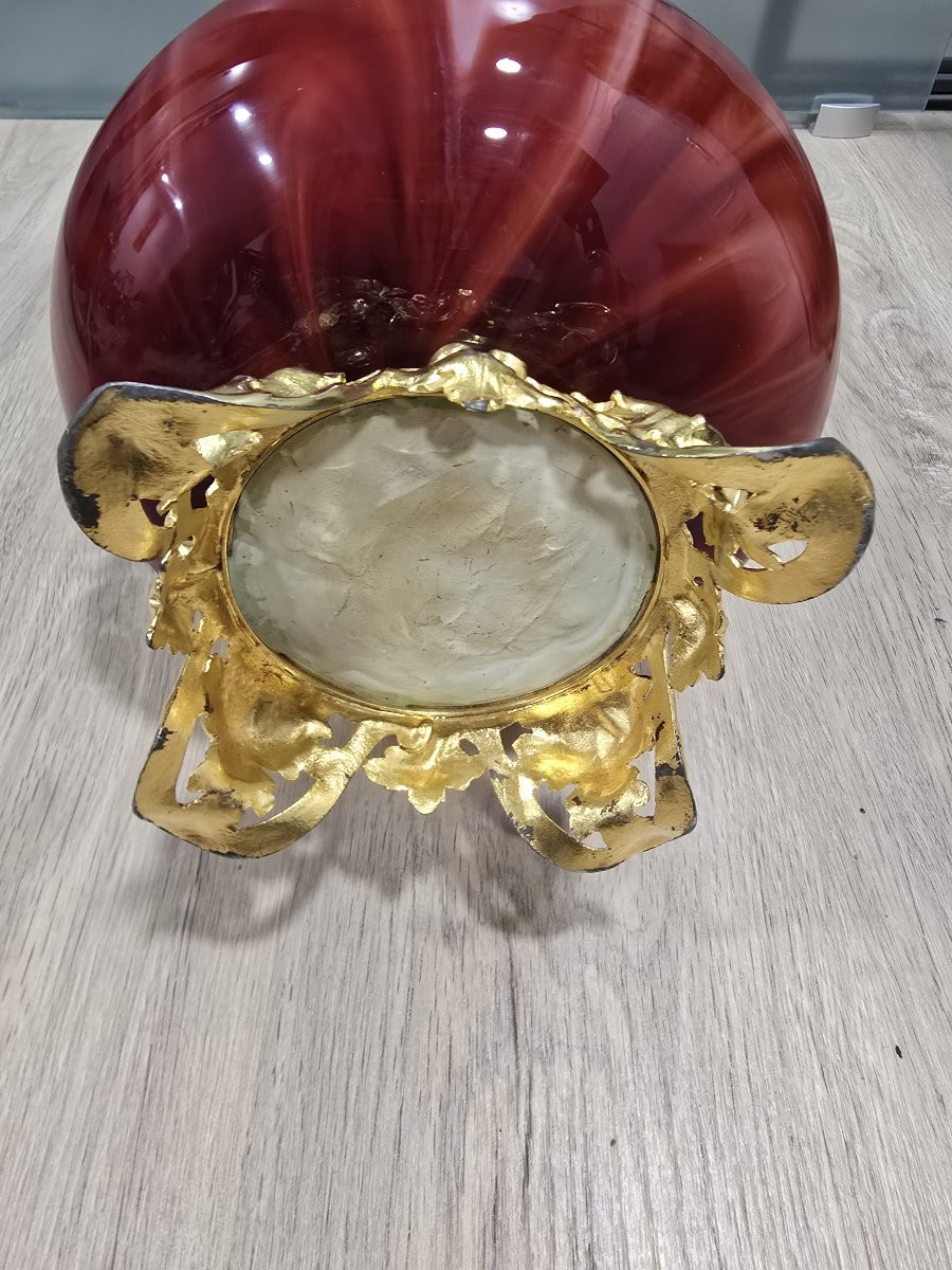 Grand vase européen en verre soufflé rouge doré, début du XXe siècle-photo-5