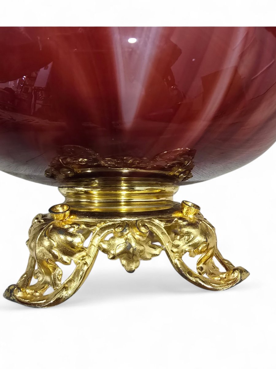Grand vase européen en verre soufflé rouge doré, début du XXe siècle-photo-6