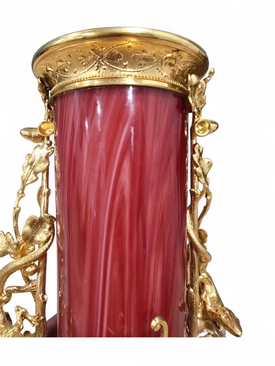 Grand vase européen en verre soufflé rouge doré, début du XXe siècle-photo-7