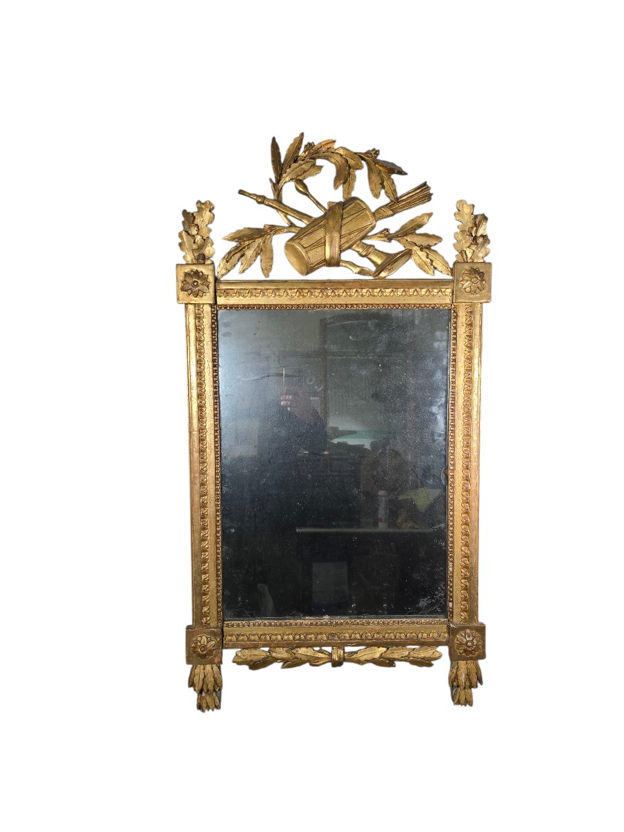 18th-century French Mirror In Gilded Wood With Original Glass-photo-3