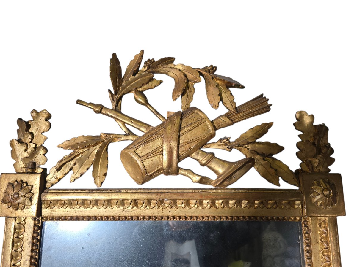 18th-century French Mirror In Gilded Wood With Original Glass-photo-1