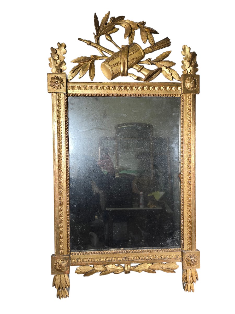 18th-century French Mirror In Gilded Wood With Original Glass-photo-6